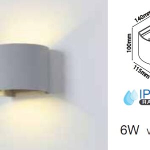 Applique LED 6w Luce Natura doppia emissione Regolabile IP65 Bianco